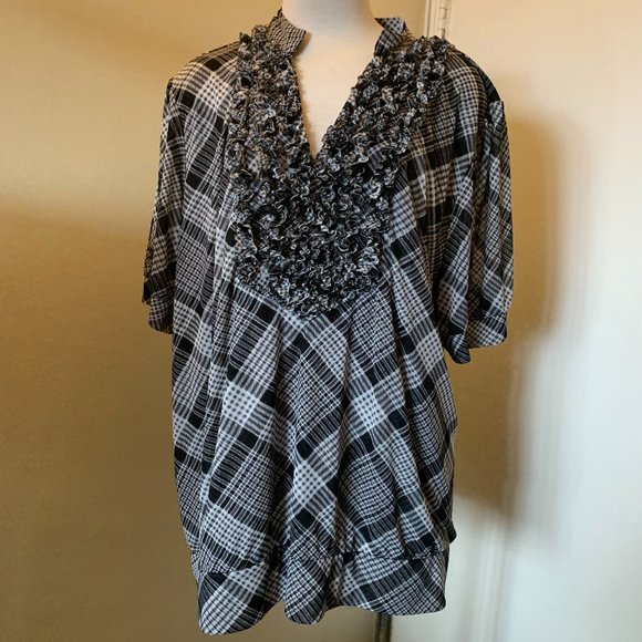 INC INTERNATIONAL CONCEPT WOMAN BLOUSE SIZE 3X 100% POLYESTER SHORT SLEEVE - Picture 1 of 6